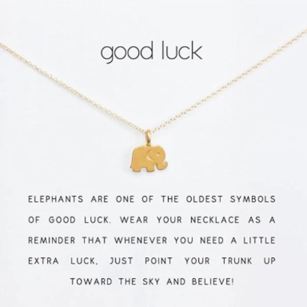 Gold Elephant‎ Good Luck Necklace + Card